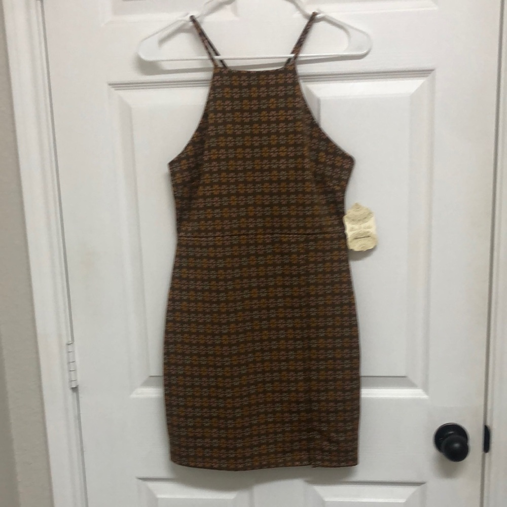 Altar'd State Brown Bodycon Halter Dress